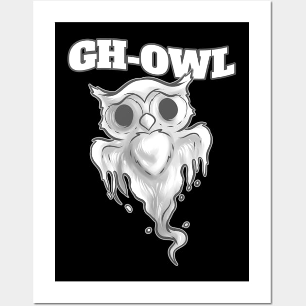 Gh-owl Instead Of Ghoul Spirit Owl Halloween Wall Art by SinBle